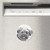 Yorkie Mix Charcoal Drawing Magneet (Insitu (Vaatwasser))