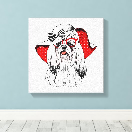 Yorkie Mode Shoot Canvas Afdruk (Insitu (Houten vloer))