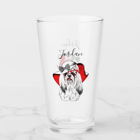 Yorkie Mode Shoot | Jouw namen toevoegen Glas (Voorkant)