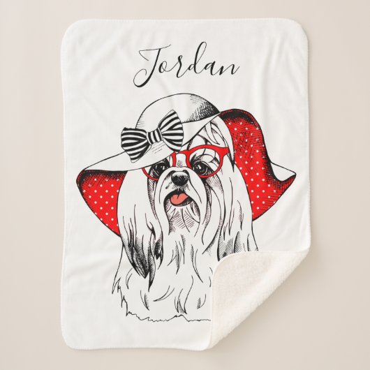 Yorkie Mode Shoot | Jouw namen toevoegen Sherpa Deken (Voorkant)