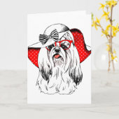 Yorkie Mode Shoot Kaart (Gele Bloem)