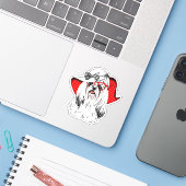 Yorkie Mode Shoot Sticker (Laptop met iPhone)