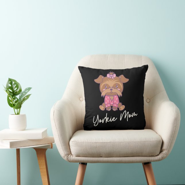 Yorkie Mom 2 16x16 Kussen (Stoel)