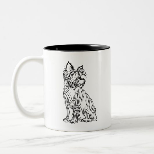 Yorkie Mom sinds 20xx w Yorkie Sketch Tweekleurige Koffiemok (Links)