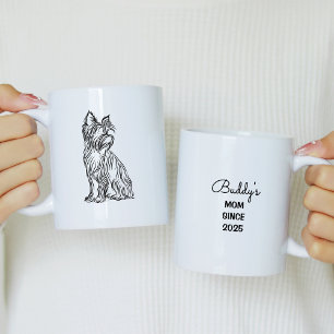 Yorkie Mom sinds 20xx w Yorkie Sketch Tweekleurige Koffiemok