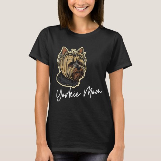 Yorkie Mom wit Vrouwen T-Shirt (Voorkant)