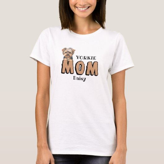 Yorkie Mom Yorkshire Terrier Lover aangepaste naam T-shirt (Voorkant)