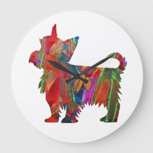 Yorkie Multi-Color Painted Dog Silhouette Grote Klok