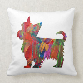 Yorkie Multi-Color Painted Dog Silhouette Kussen