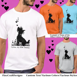 Yorkie My Little Shadow Hearts Love Silhouette E7 T-shirt