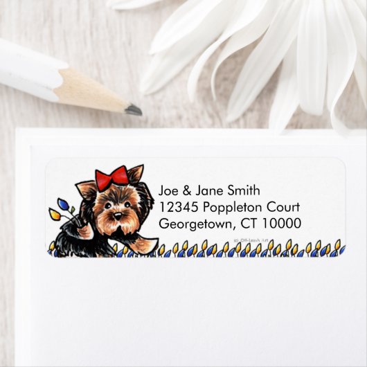 Yorkie n Tulips Etiket (Insitu)