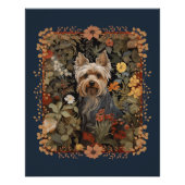 Yorkie of Silky Terrier Schattige  bloemenhond Perfect Poster (Voorkant)