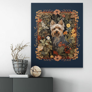 Yorkie of Silky Terrier Schattige  bloemenhond Perfect Poster