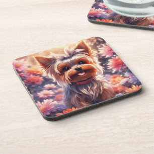 Yorkie- onderzetters met kurk rug - set van 6