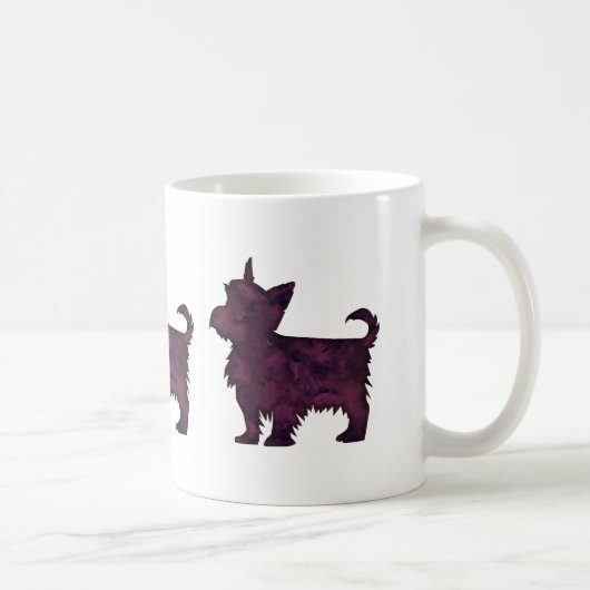 Yorkie Paarse Waterverf Silhouette Koffiemok (Rechts)