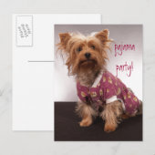 Yorkie Pajama Party Uitnodiging Briefkaart (Voorkant / Achterkant)