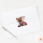 Yorkie Pajama Party Vierkante Sticker (Envelop)
