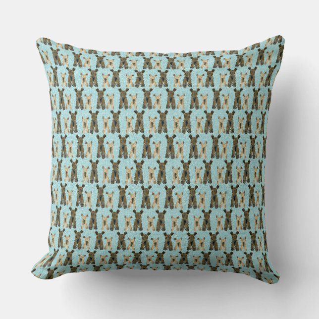 Yorkie Pattern in het Blauwgroen Kussen (Voorkant)