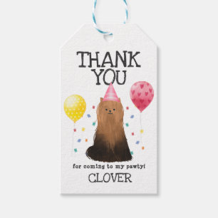 Yorkie Pawty Dog Birthday Bedankt voor het cadeauL Cadeaulabel