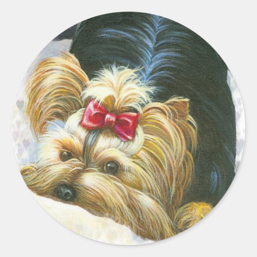 Yorkie Peek a Boo Stickers Yorkshire Terrier (Voorkant)