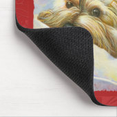 Yorkie Peekaboo Art Red Embossed Muismat (Hoek)