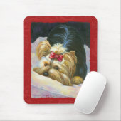 Yorkie Peekaboo Art Red Embossed Muismat (Met muis)