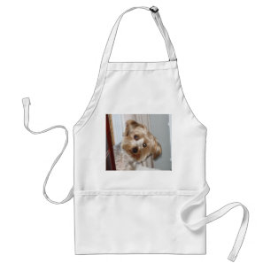 Yorkie Peeking rond de hoek Standaard Schort