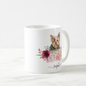 Yorkie Personal Name Floral Coffee Mok (Voorkant rechts)