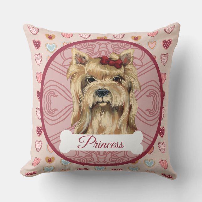 Yorkie Personalize Valentine Pillow Kussen (Voorkant)