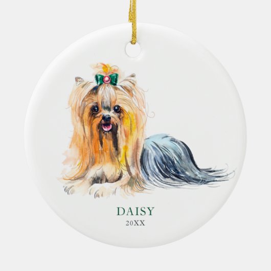 Yorkie Personalized Dog Pet Kerstmis Custom Keramisch Ornament (Achterkant)