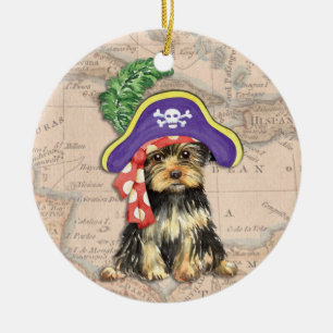 Yorkie Pirate Keramisch Ornament