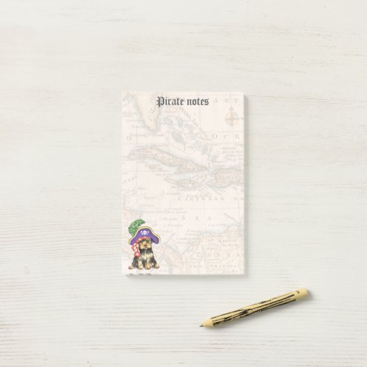 Yorkie Pirate Post-it® Notes (Op bureau)