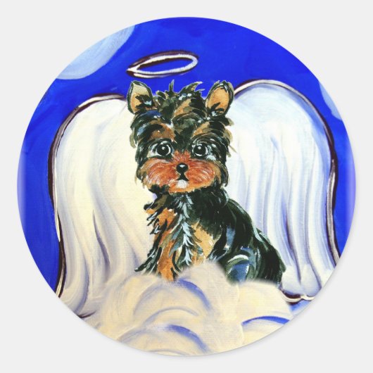 Yorkie Poo Angel Ronde Sticker (Voorkant)