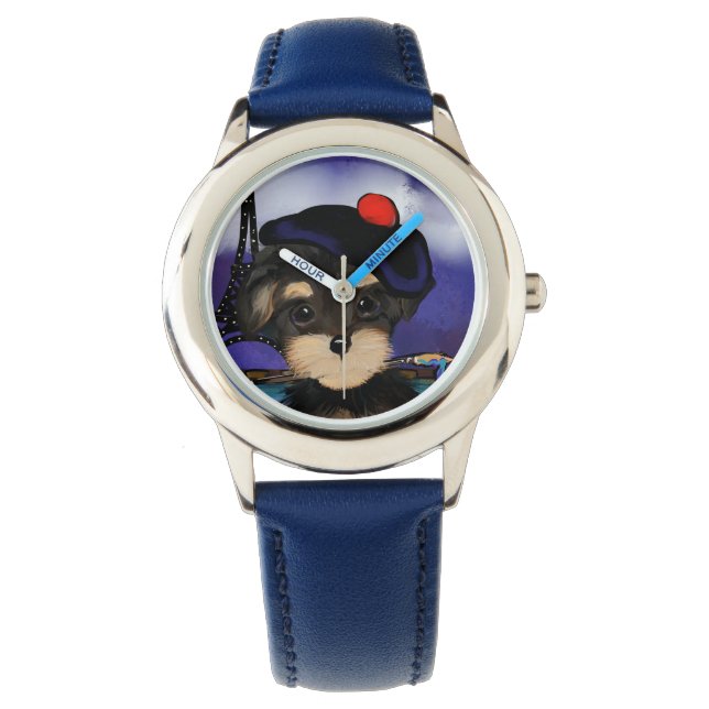 YORKIE POO ARTIST IN PARIJS HORLOGE (Voorkant)