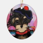 YORKIE POO ARTIST IN PARIJS KERAMISCH ORNAMENT (Links)