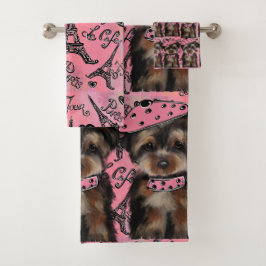 YORKIE POO BAD HANDDOEK