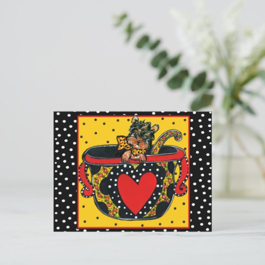 Yorkie Poo Briefkaart (Staand voorkant)