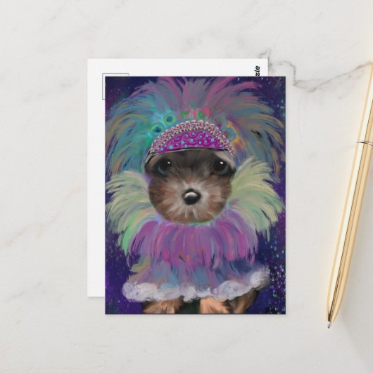 Yorkie Poo Briefkaart (Voorkant / Achterkant in situ)