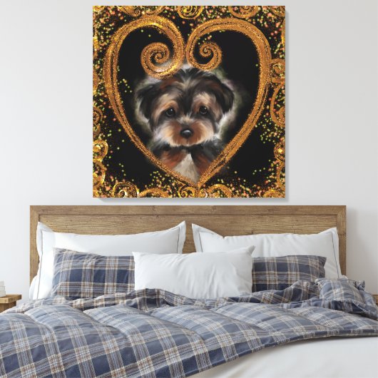 Yorkie Poo Canvas Afdruk (Insitu (Slaapkamer))