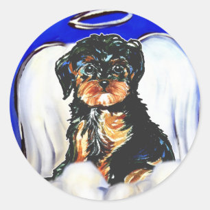 Yorkie Poo Engel Ronde Sticker