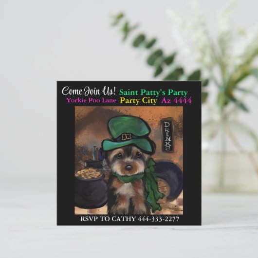 Yorkie Poo Feestje Kaart (Staand voorkant)