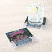 Yorkie Poo Glazen Onderzetter (Schuin)