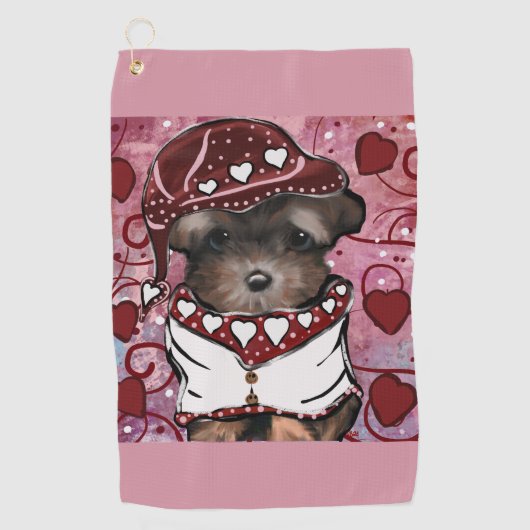 Yorkie Poo Golfhanddoek (Voorkant)