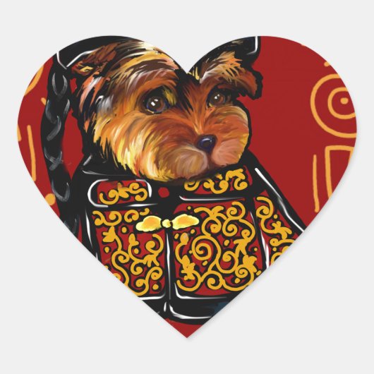 Yorkie Poo Jaar van de Hond Hart Sticker (Voorkant)