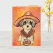 Yorkie Poo Kaart (Gele Bloem)