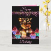 Yorkie Poo Kaart (Gele Bloem)