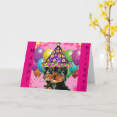 Yorkie Poo Kaart (Gele Bloem)