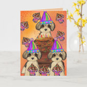 Yorkie Poo Kaart (Gele Bloem)