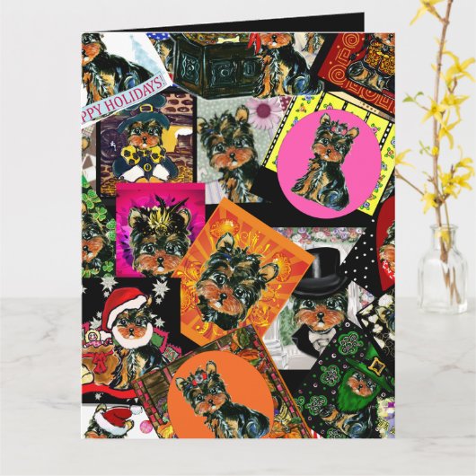 YORKIE POO KAART (Gele Bloem)