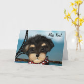 YORKIE POO  KAART (Gele Bloem)
